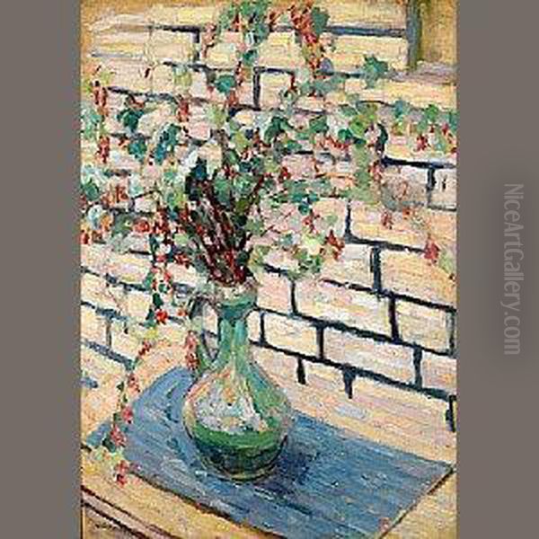 Still Life With Green Vase And Flowers - view 1