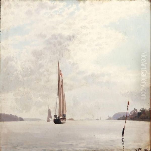 Seascape With Sailing Ships In A Fiord - view 1