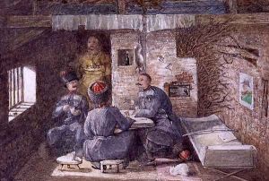 Cossak Hut Interior in Russia, 12 Miles West of Kertch, 1855 by General E.W. Wray