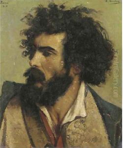 Head of a bearded Italian by Emile Charles Wauters