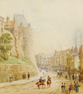 Street Scene In Old Windsor With Old Etonians by Louise Rayner