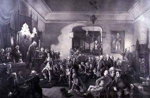 The Inauguration of Robert Burns (1759-96) as Poet Laureate at the Lodge, Canongate, Edinburgh, 1787, by Stewart Watson