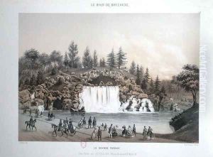 The Big Cascade in the Bois de Boulogne in Paris, published by Caudrilier, 1860 by J. Walter