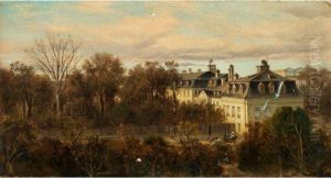 Blick Auf Eine Stadtische Hausergruppe Im Park Mit Einer Grossen Orangerie Blick Auf Eine Stadtische Hausergruppe Im Park Mit Einer Grossen Orangerie
