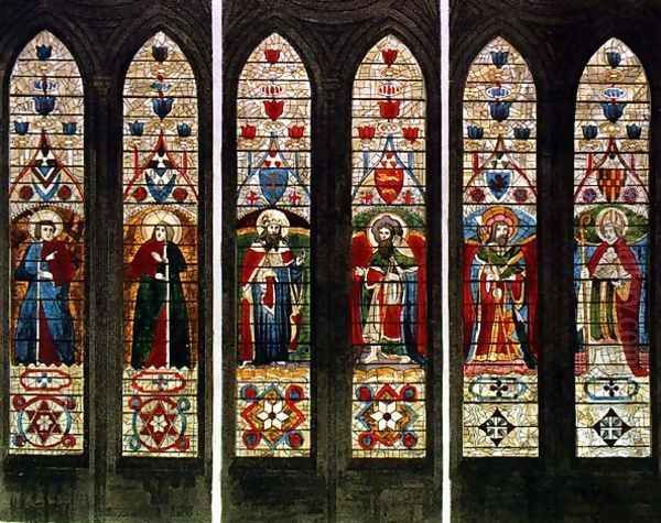 East Windows, plate E from 'Westminster Abbey', engraved by Frederick Christian Lewis (1779-1856) pub. by Rudolph Ackermann (1764-1834) 1812 - view 1