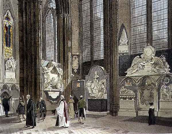 The Ninth, Tenth and Eleventh Windows in the North Aisle, plate 62 from Westminster Abbey, engraved by J. Bluck (fl.1791-1831) pub. by Rudolph Ackermann (1764-1834) 1812 - view 1