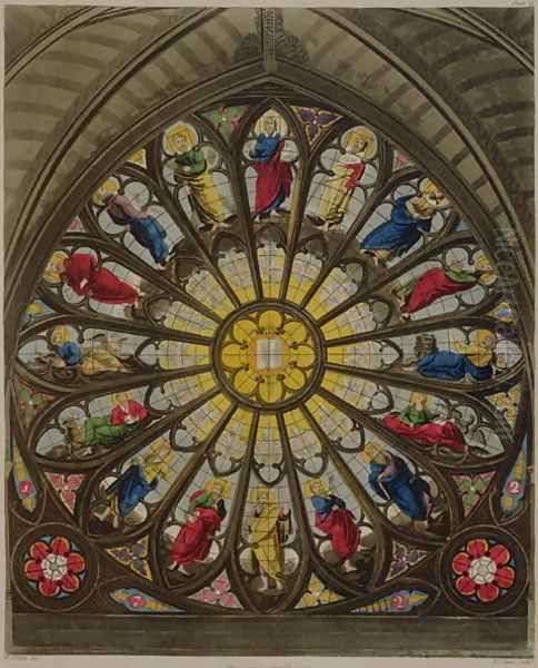 The North Window, plate D from Westminster Abbey, engraved by Frederick Christian Lewis (1779-1856) pub. by Rudolph Ackermann (1764-1834) 1812 - view 1