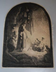 The Raising Of Lazarus: The Larger Plate by Harmenszoon van Rijn Rembrandt