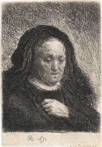 Rembrandts Mutter Mit Der Hand An Der Brust by Harmenszoon van Rijn Rembrandt