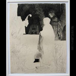 The Artist Drawing From The Model by Harmenszoon van Rijn Rembrandt