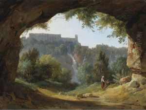 View Of Tivoli From A Grotto by Jean-Charles Joseph Remond
