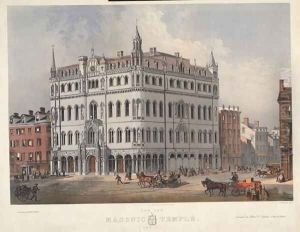 The new Masonic Temple, Boston, egnraved by J.H Bufford, 1865 by Wheelock, Merrill G.