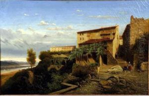 Vue Dun Village Au Bord Dutibre Huile Sur Toile 39 X 60 Vue Dun Village Au Bord Dutibre Huile Sur Toile 39 X 60