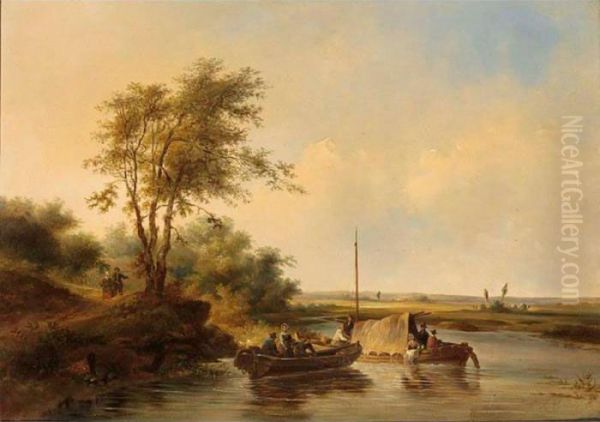 A River Landscape With Boats - view 1