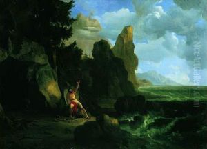 Paysage Historique Representant Philoctete Dans L'ile De Lemnos