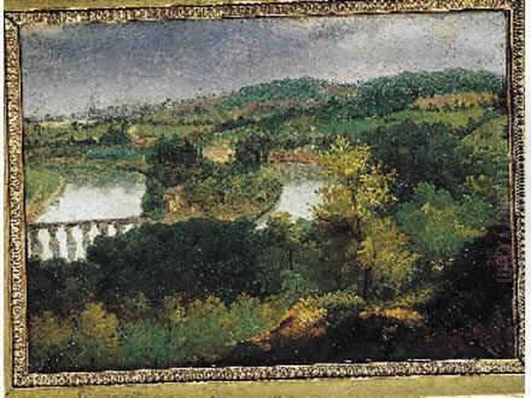 Remond Vue De L'ile Seguin Depuis Le Parc De Saint-cloud Avec Le Vieux Pont De Sevres - view 1