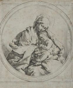 Vierge Et Enfant Dans Un Cercle by Guido Reni