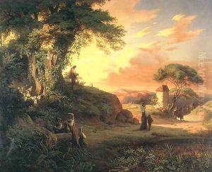Romantic Scene 1851 by Henrik Weber