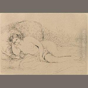 Femme Couchee (tournee A Gauche) by Pierre Auguste Renoir