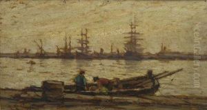 Barche E Pescatori Nel Porto by Renuccio Renucci