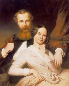 Composer Mihaly Mosonyi and his Wife 1840s by Henrik Weber