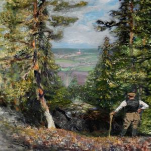 A Russian Forester Pausing And Looking At The Valley by Repin Iliya