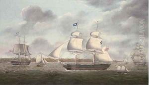 The brigs Mariote and Margaret in the Mersey off the Wirral by Miles Walters