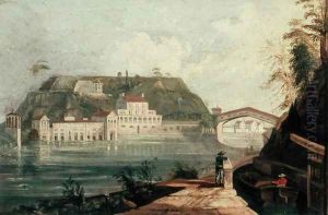 Fairmount Waterworks, after an engraving by W. H. Bartlett of c.1835