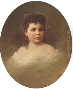 Portrait of a young girl, bust-length, in a white dress by Samuel Bell Waugh