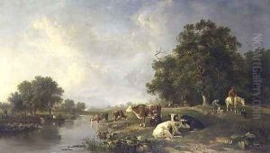 Landscape with cattle by Edward Williams
