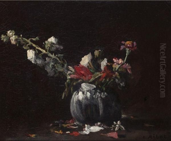 Fleurs Dans Un Vase Sur Un Entablement - view 1