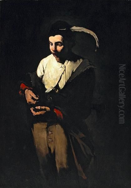 A Youth Counting Coins - view 1