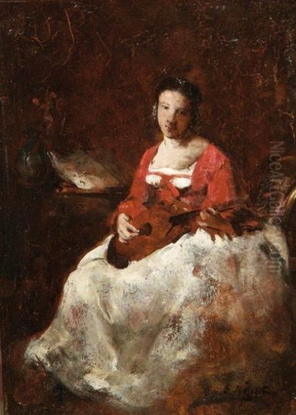 Femme A La Mandoline - view 1