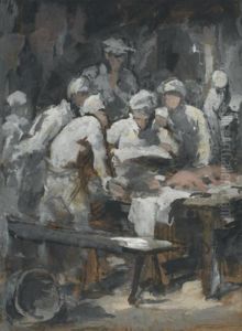 Scene D'interieur De Boucherie by Theodule Augustine Ribot