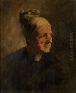 French, - Portrait Of Anold Lady by Theodule Augustine Ribot