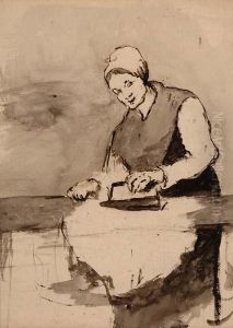 La Repasseuse by Theodule Augustine Ribot
