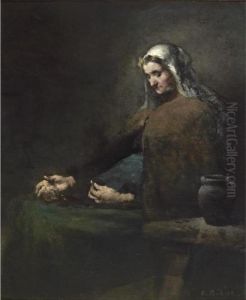 Woman Counting Her Savings