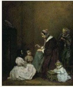 La Lecon De Chant by Theodule Augustine Ribot