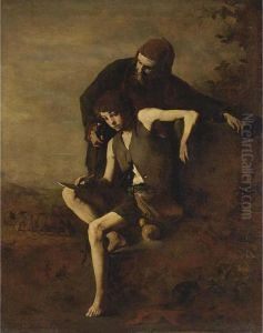 Cimabue Teaching Giotto To Draw by Theodule Augustine Ribot