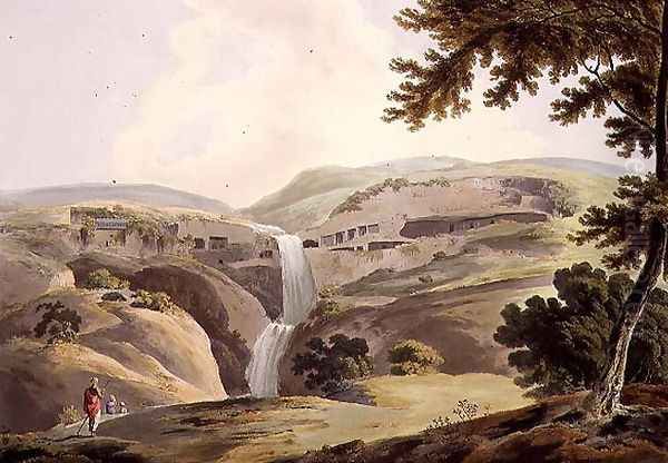 The Mountain of Ellora, 3rd view, plate III from Part 5 of 'Oriental Scenery', engraved by Thomas Daniell (1749-1840) pub. 1803 - view 1