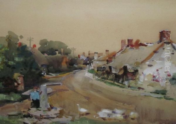 Figure With Geese In A Street - view 1