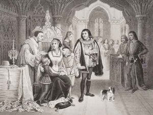 The sons of Edward IV parted from their mother by Richard Duke of Gloucester, 16th June 1483, from Illustrations of English and Scottish History Volume I by Edward Henry Wehnert