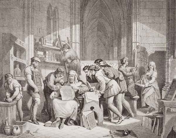 Introduction of the art of printing, from Illustrations of English and Scottish History Volume I - view 1