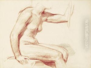 Study Of A Female Nude, Seated by George Richmond