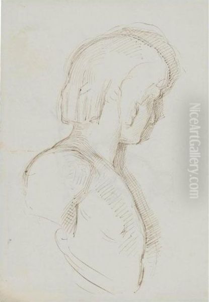 Study Of A Classical Bust Of A Young Man - view 1
