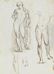 A Sheet Of Studies After The Antique Including A Sculpture Of Antinous