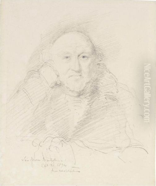 Portrait Study Of Sir Moses Haim Montefiore , Half-length, Seated At A Table - view 1