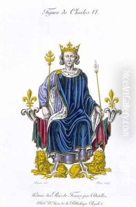 Figure of Charles VI, engraved by Amedee Peree, from Histoire des Rois de France