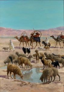 Le Troupeau Dans L'oued by Albert Gabriel Rigolot