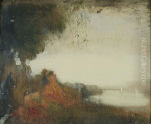 Lakeside With Figures by William George Robb
